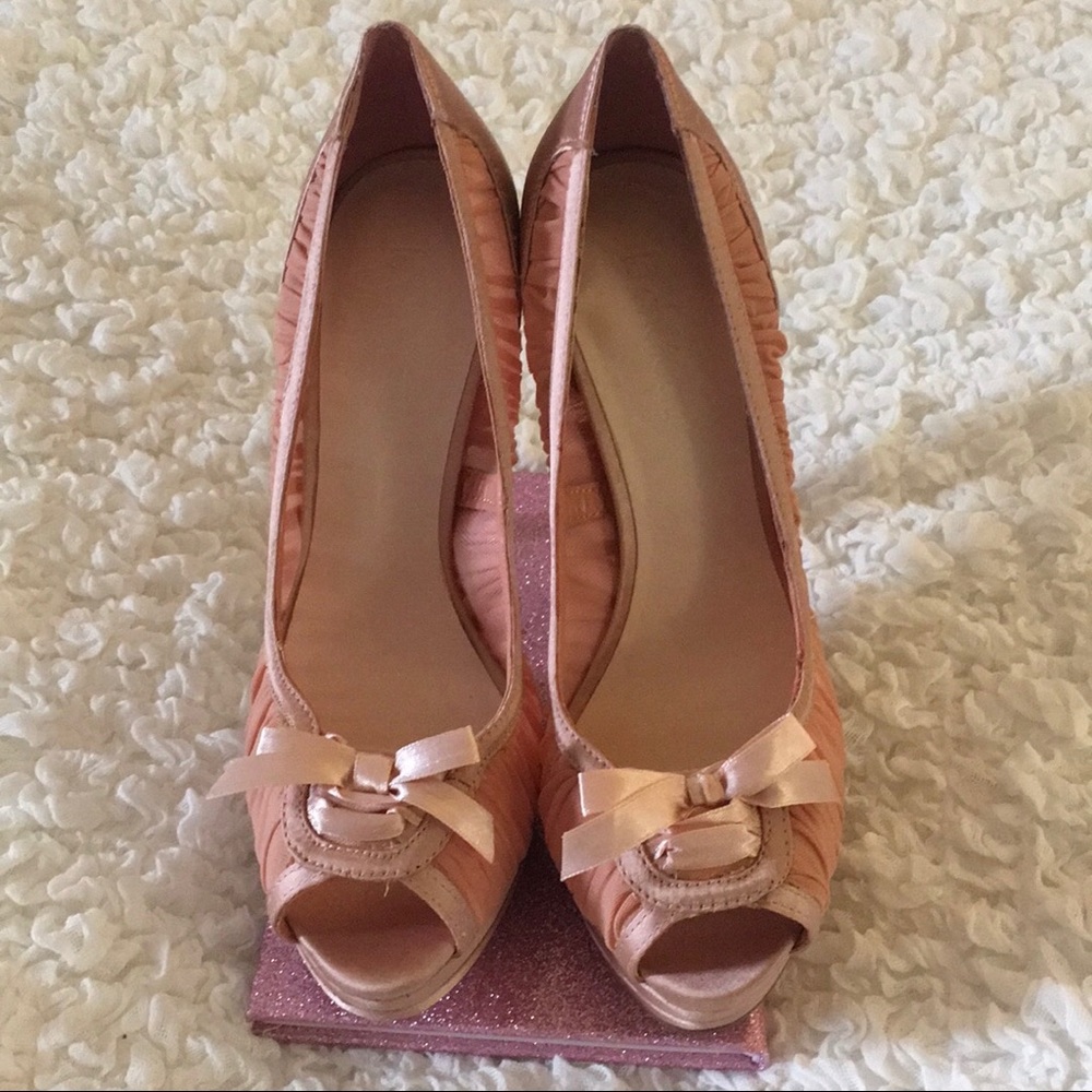 Pink Satin & Chiffon High Heels - Picture 8 of 12